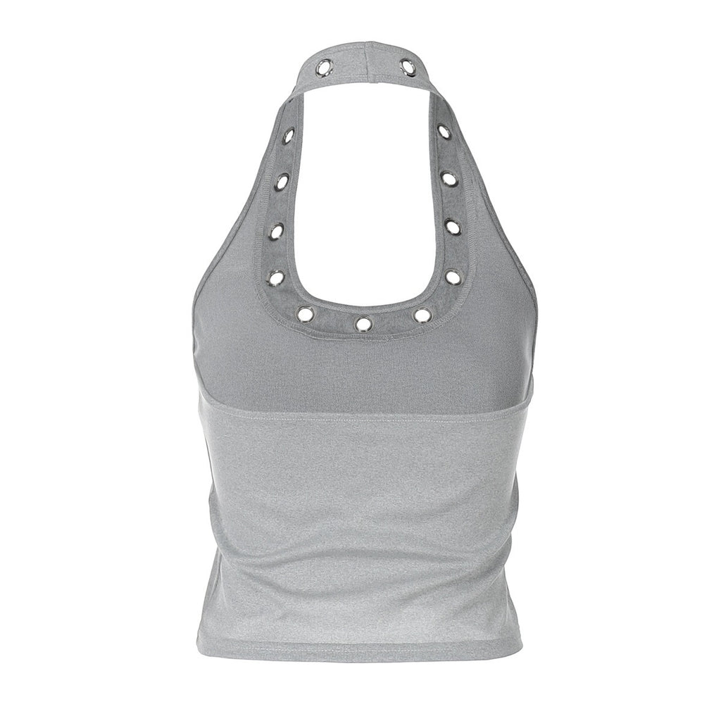 Dalia Eyelet Halter Crop Top