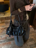 Xenia Vintage Waxed Leather Motorcycle Tote Bag