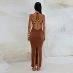 Vezra Knit Halter Maxi Dress