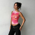 Eleni Floral One Shoulder Mesh Top