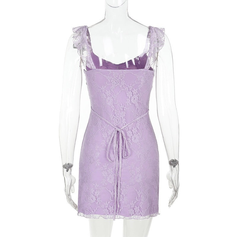 Ilyara Lavender Lace Mini Dress