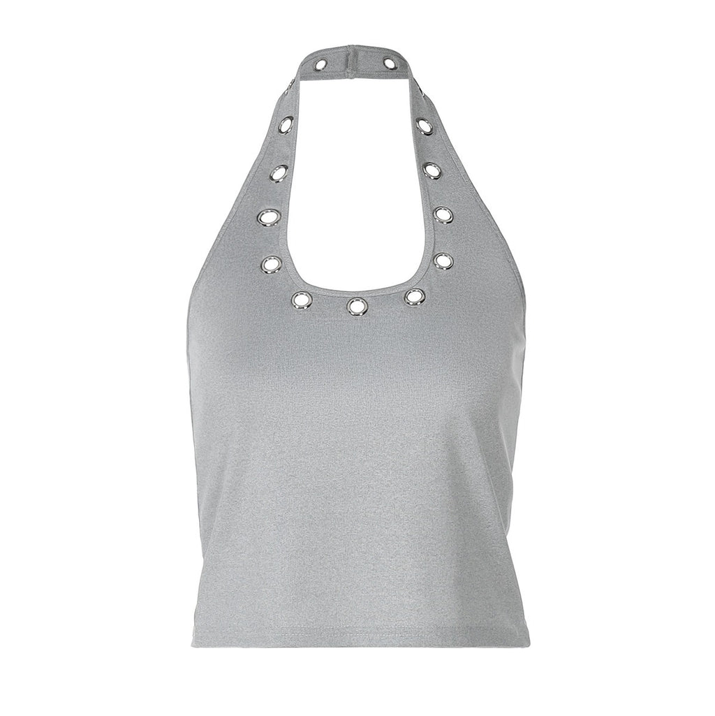 Dalia Eyelet Halter Crop Top