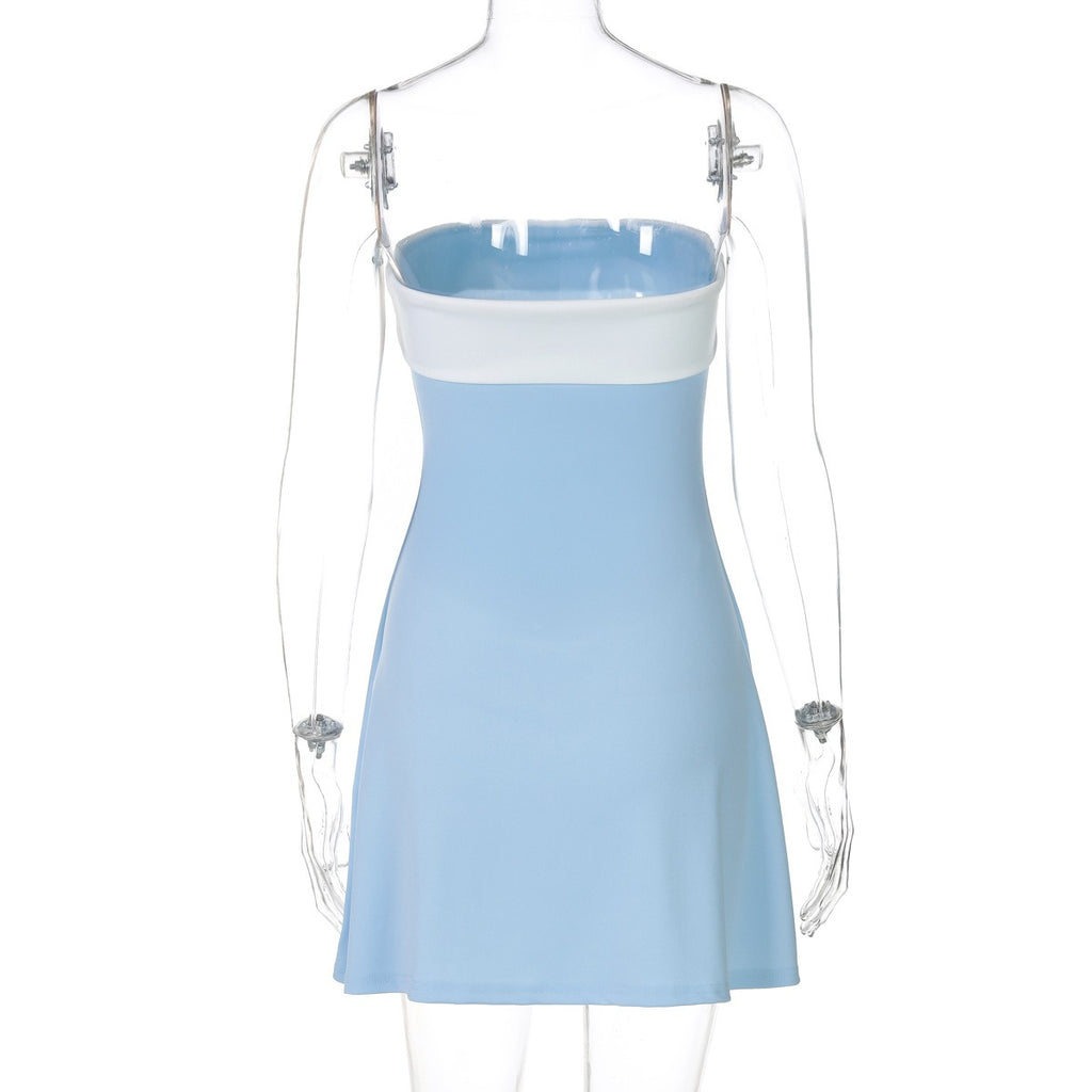 Contrast Trim Strap Mini Dress