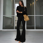 Knit Top & Flared Pants Set