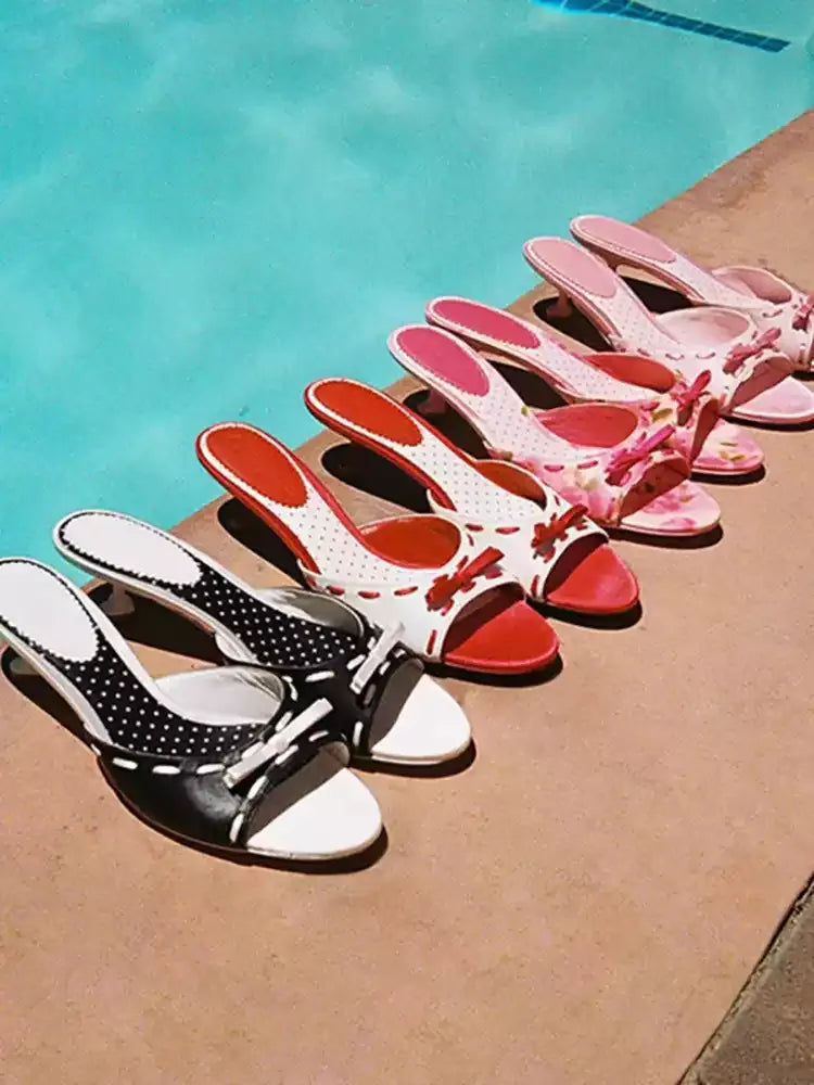 Mira Bow Leather Mules
