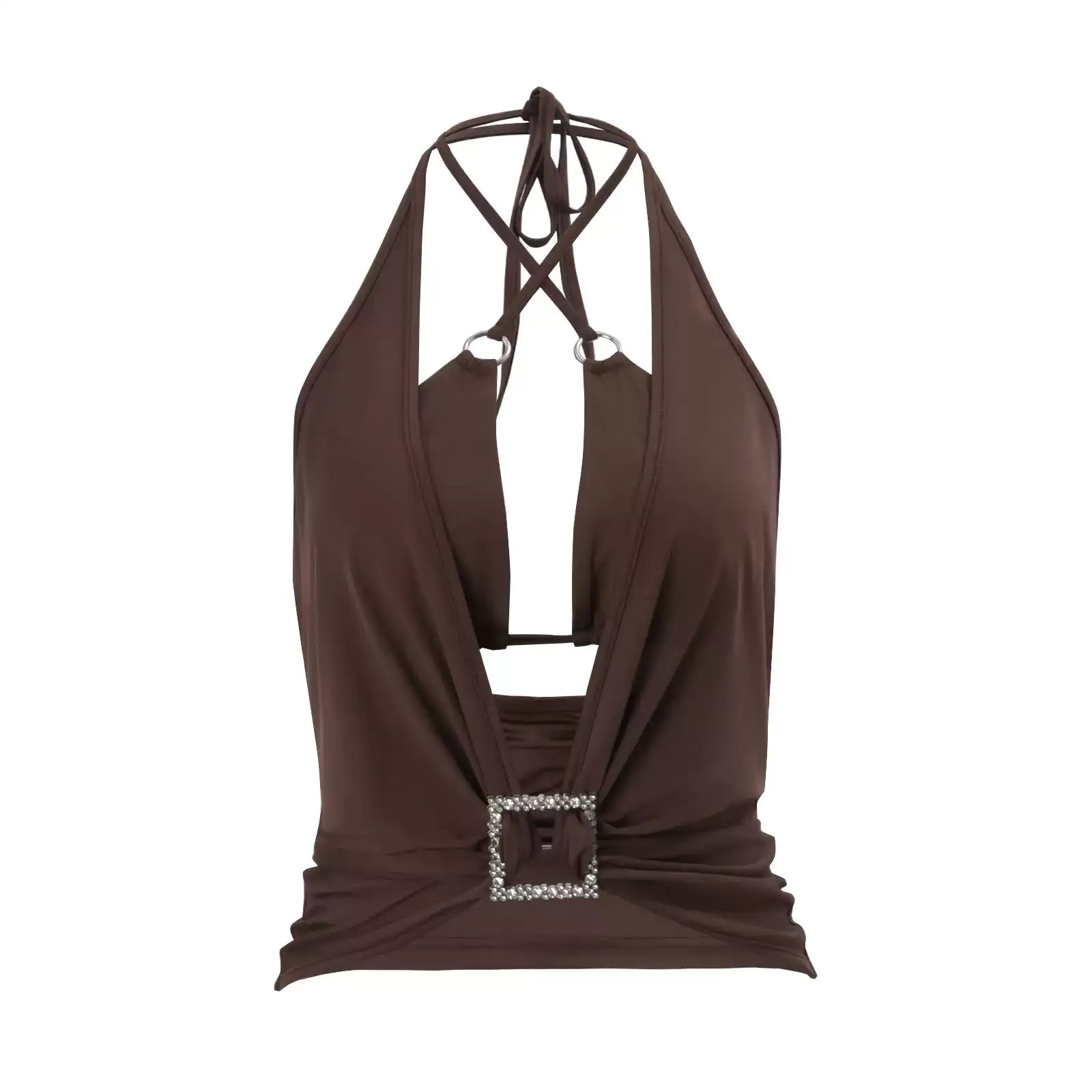 Yuer Deep Plunge Halter Top