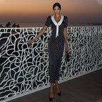 Phoebe Polka Dot Contrast Collar Midi Dress
