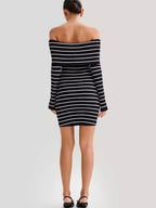 Tiziri Off-Shoulder Striped Knit Mini Dress