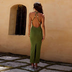 Vezra Knit Halter Maxi Dress