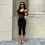 Nerys Mesh Panel Halter Capri Jumpsuit