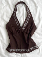 Hallie Embroidered Halter Top