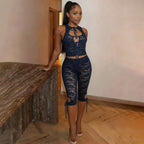 Ysela Lace Tie-Front Two Piece Set
