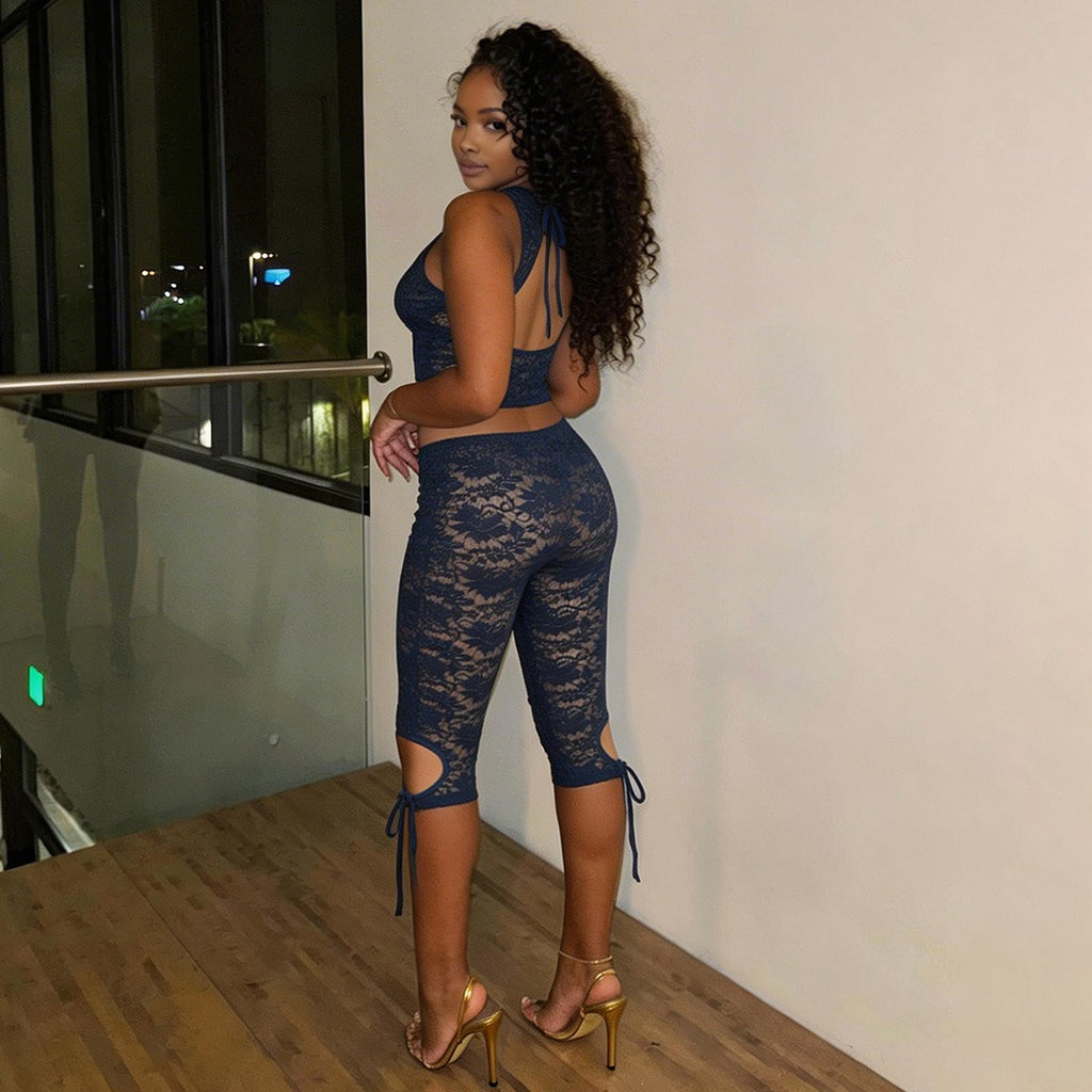Ysela Lace Tie-Front Two Piece Set