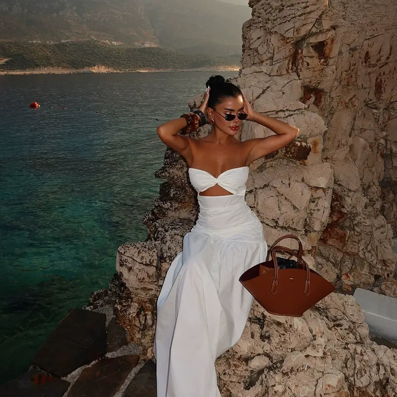 Roseth Cut-Out Ruched Maxi Dress
