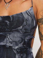 Jovita Printed Lace-Up Mini Dress