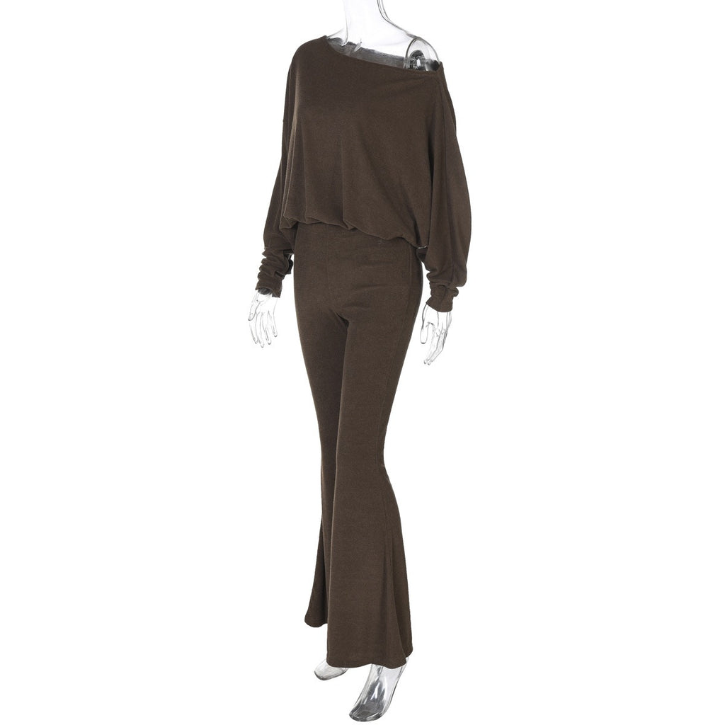 Knit Top & Flared Pants Set