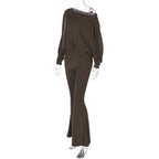 Knit Top & Flared Pants Set