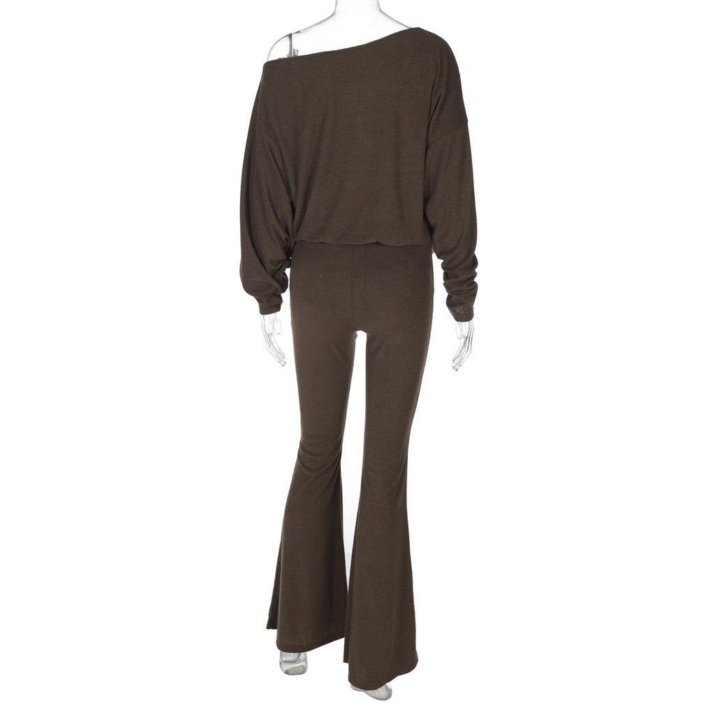 Knit Top & Flared Pants Set