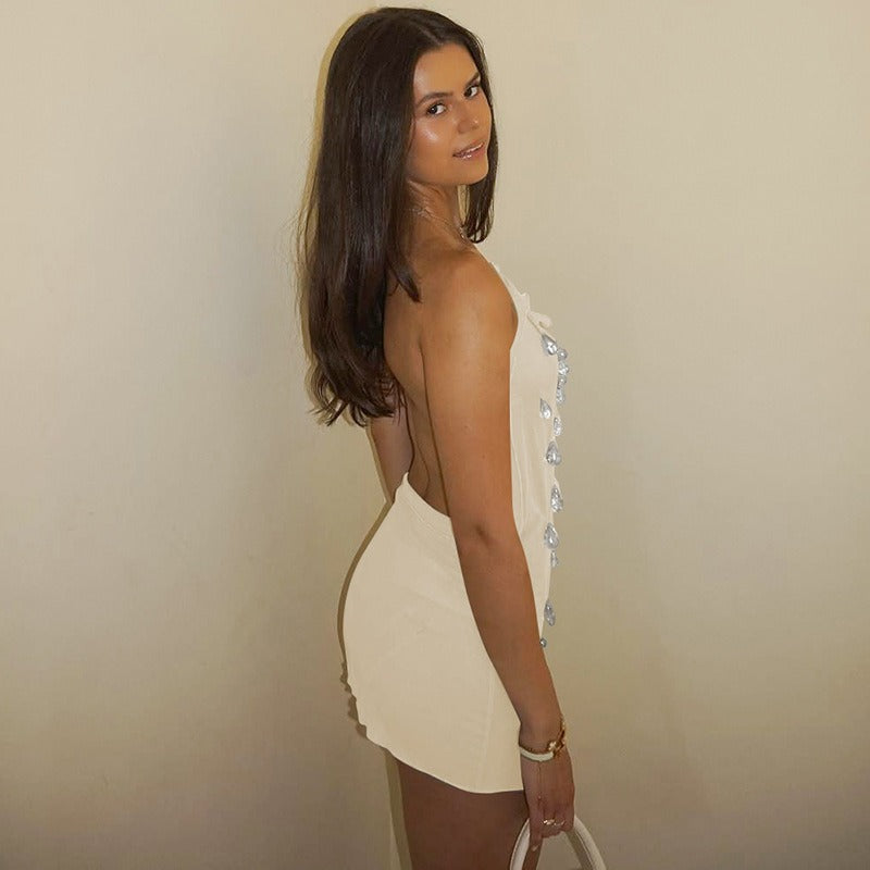 Mirea Crystal Detail Mini Dress