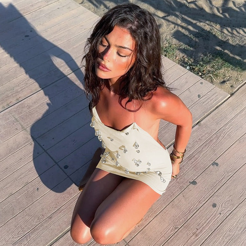 Mirea Crystal Detail Mini Dress