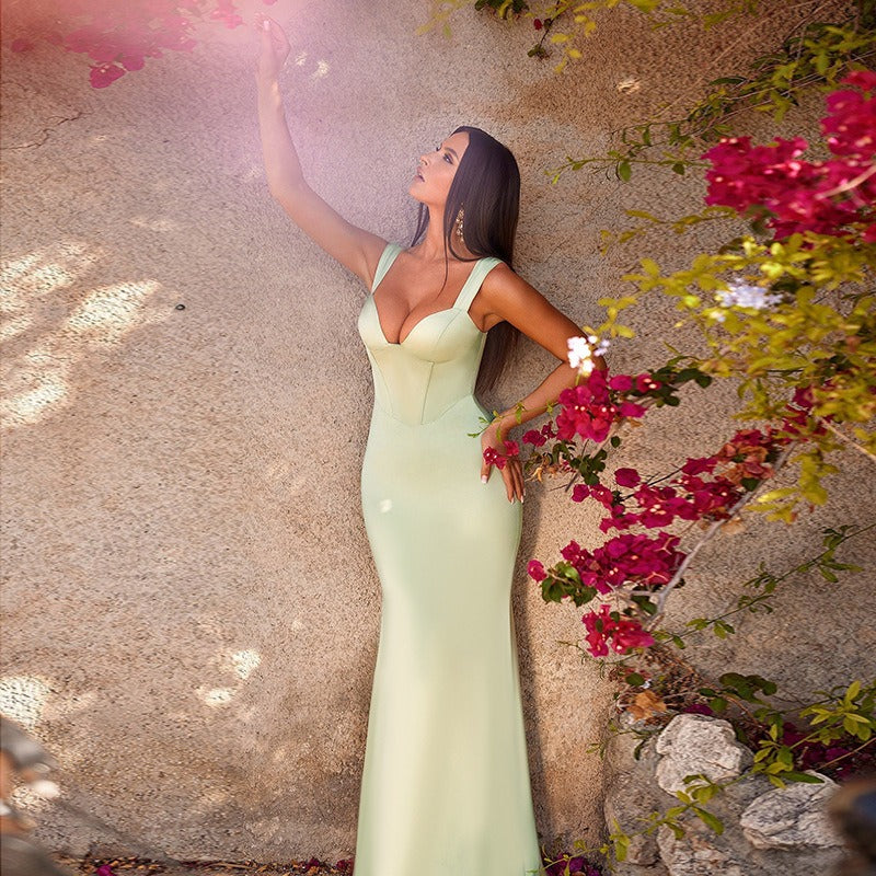 Faria Pale Mint Corset Maxi Dress