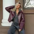 Geneva Faux Leather Bomber Jacket