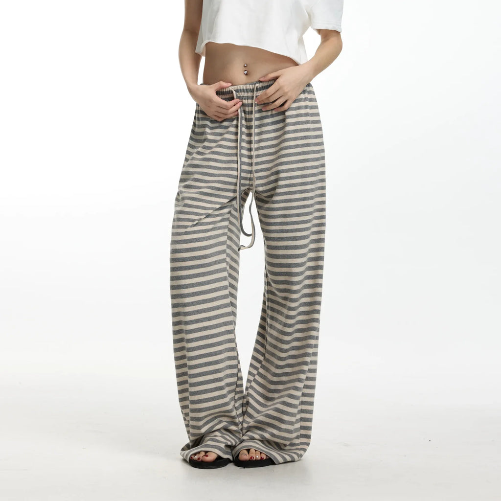 Yvette Striped Wide-Leg Drawstring Pants