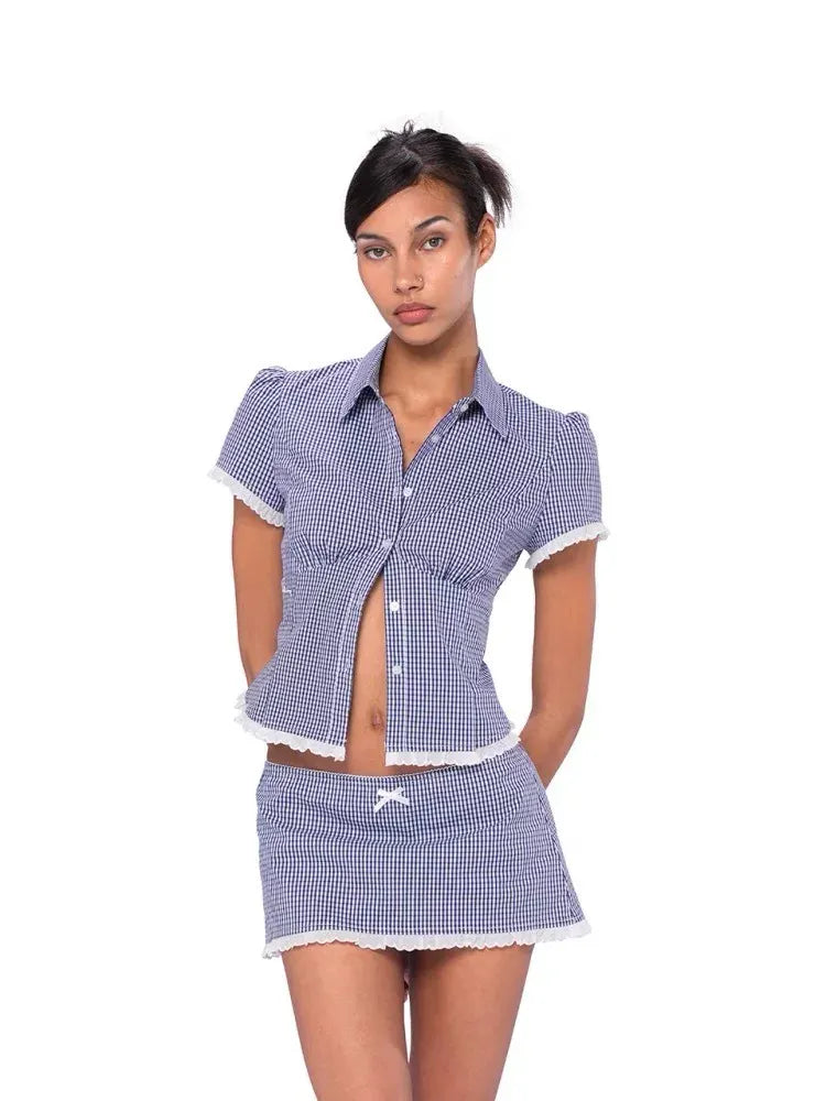 Briseis Button-Up Top & Mini Skirt Set