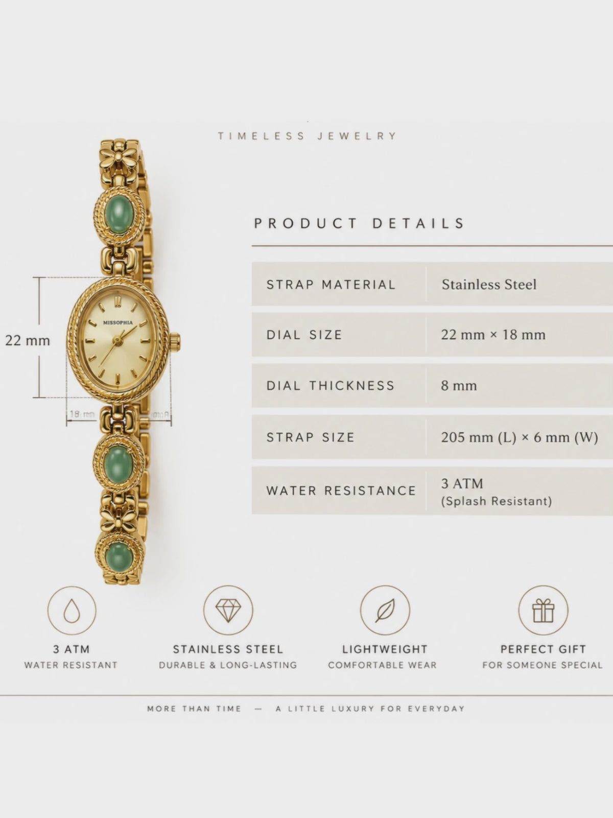 Vintage Oval Gemstone Bracelet Watch